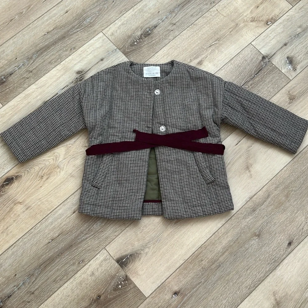 NWOT Zara Girls Multicolor Soft Collection Plaid Quilted Puffy Jacket Coat sz 7